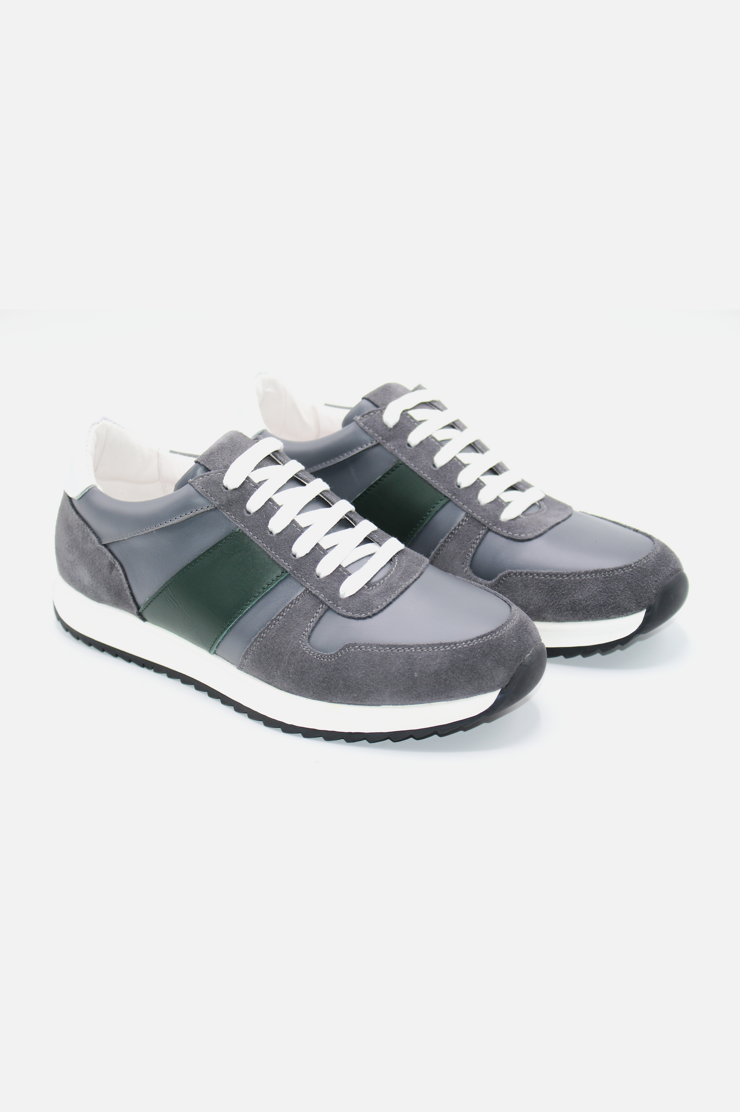 Gray and Green Athletic Style Sneakers