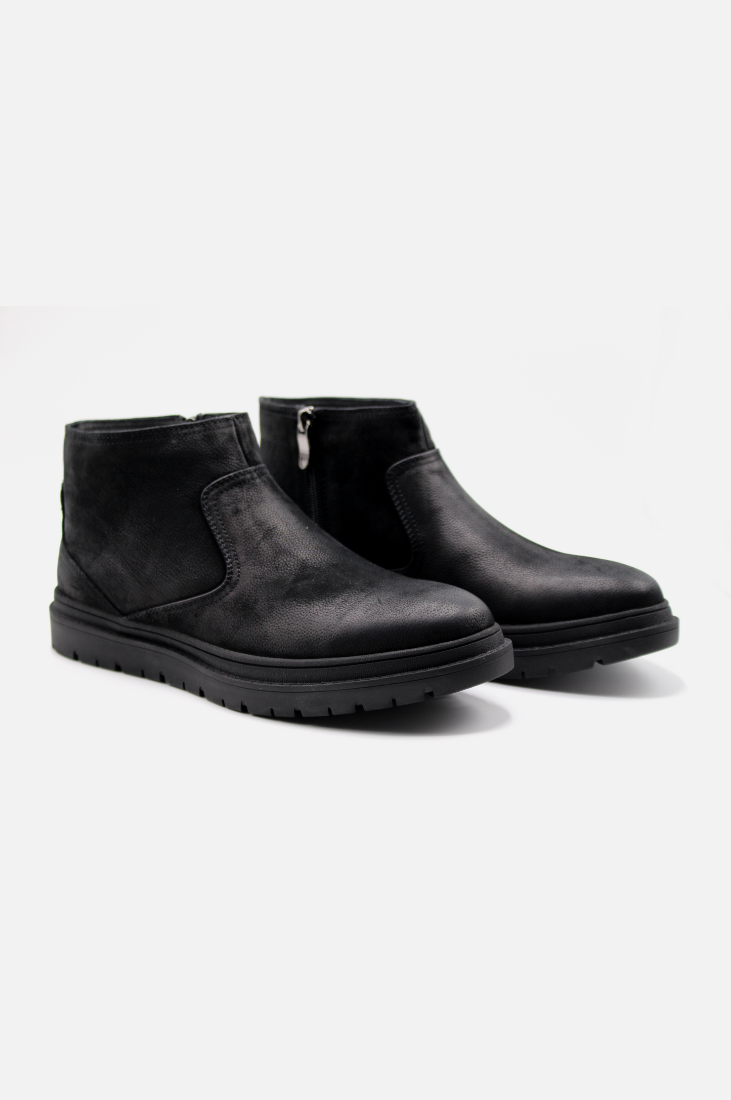 Black Leather Side-Zip Boots