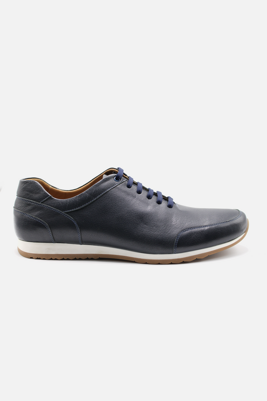 Sleek Navy Leather Lace Up Shoes