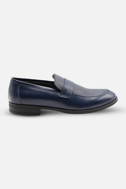 Dark Blue Leather Slip-On Shoes