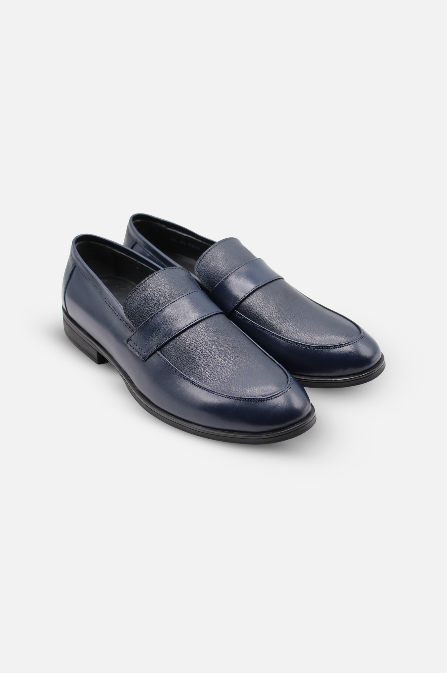 Dark Blue Leather Slip-On Shoes