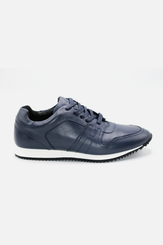 Navy Leather Casual Sneakers