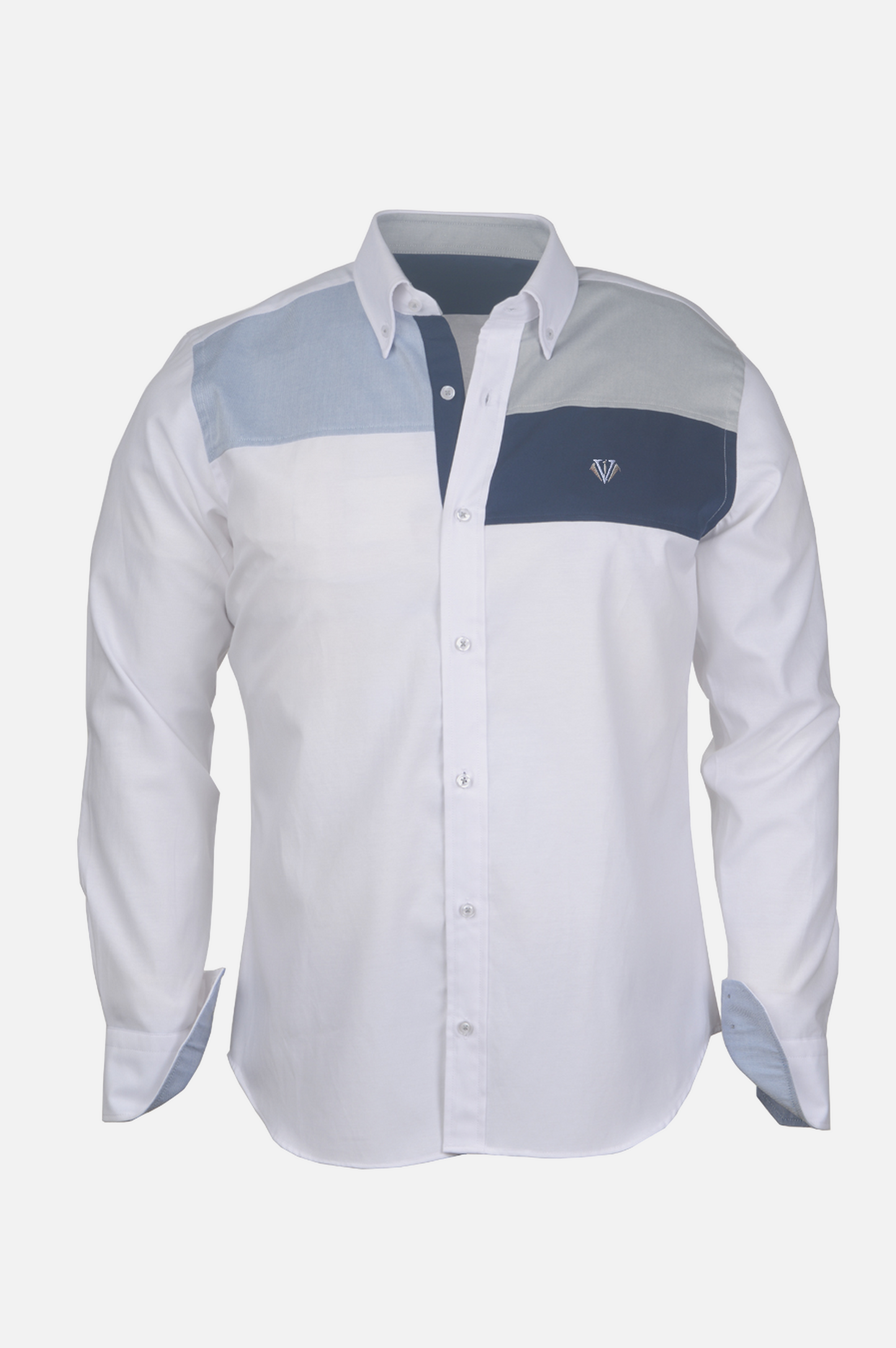 Minimalist White Shirt with Blue Detail