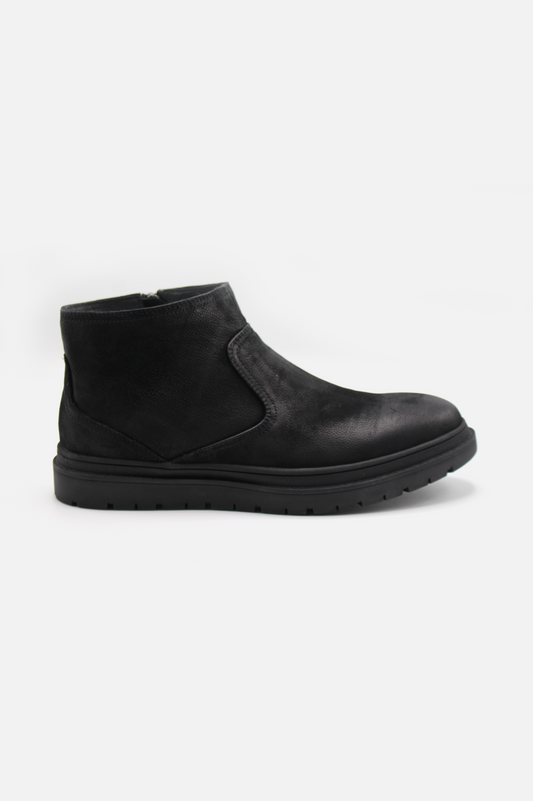 Black Leather Side-Zip Boots