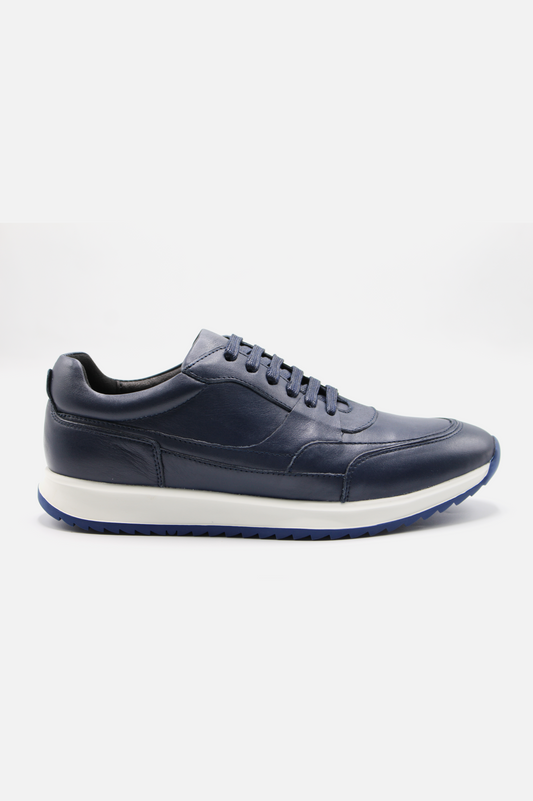 Navy Leather Sneakers