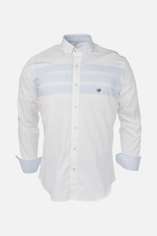 Simple White Shirt with Light Blue Stripes