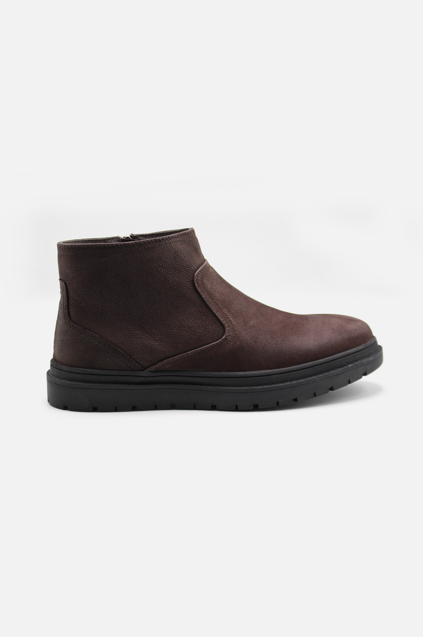 Brown Leather Side-Zip Boots