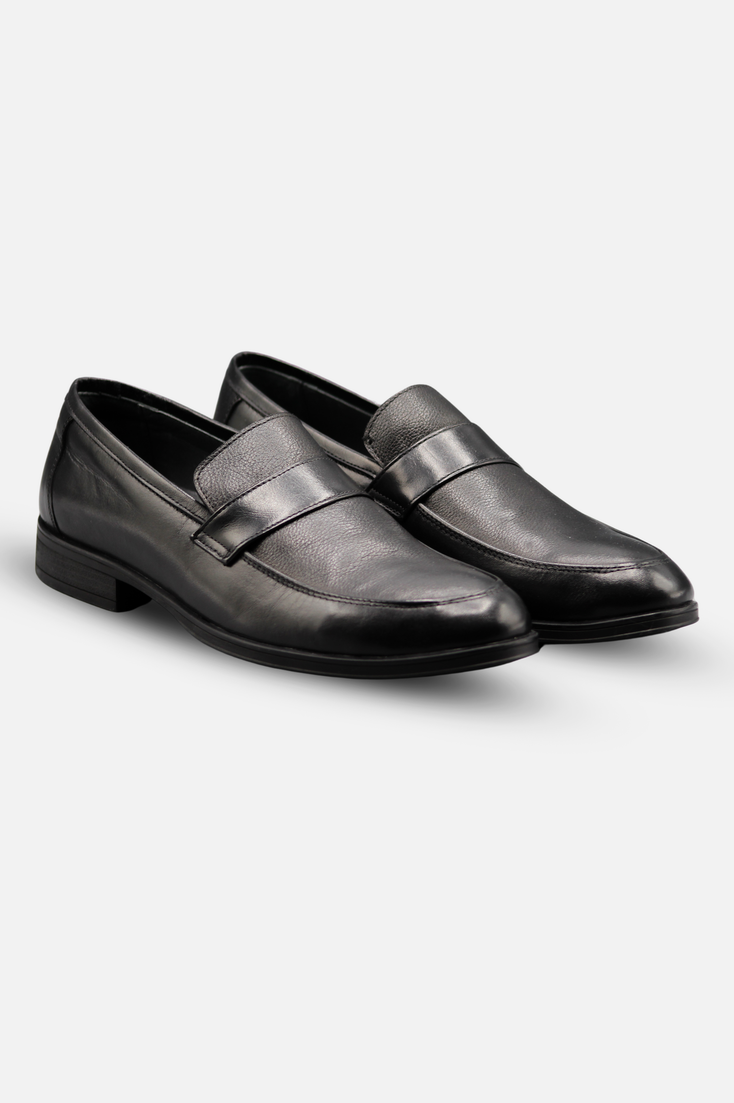 Black Leather Slip-On Shoes