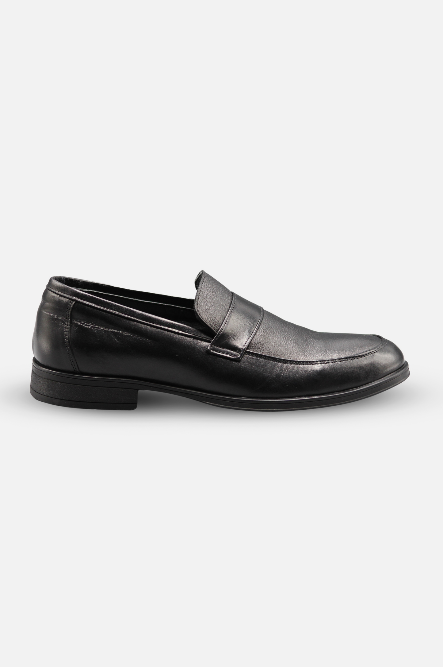 Black Leather Slip-On Shoes