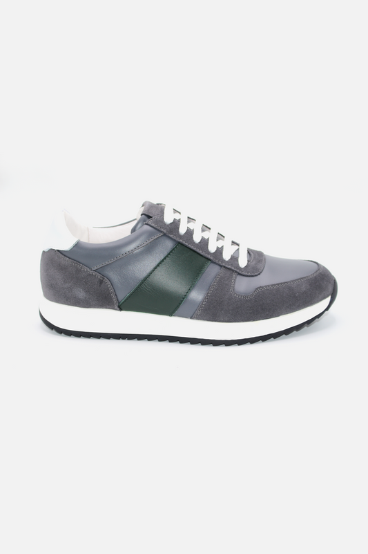 Gray and Green Athletic Style Sneakers